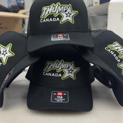 Custom embroidered team caps produced by By L.A.W. Designs in Waterloo